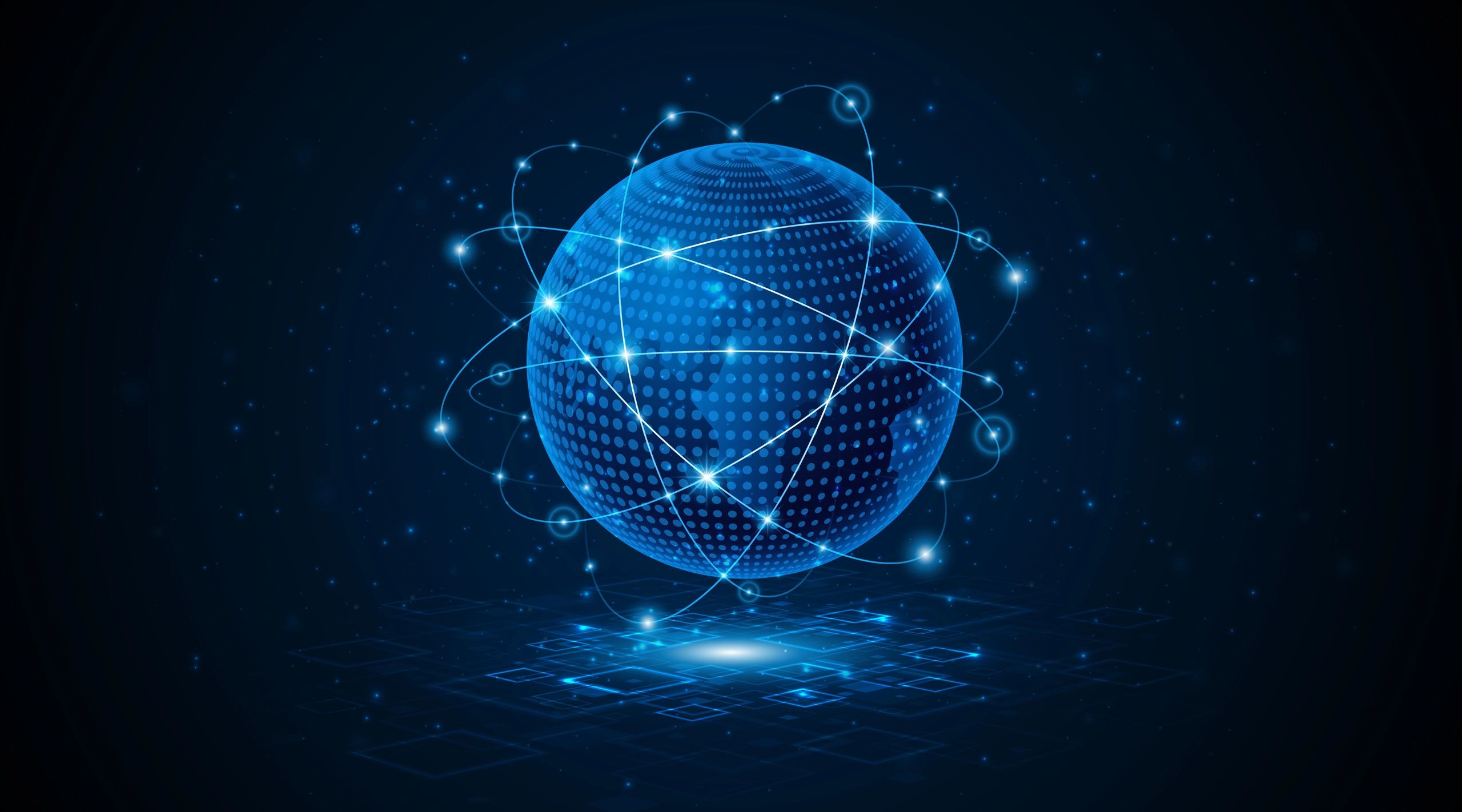 Abstract global network connection background with world map